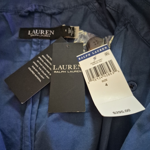 NWT Lauren Ralph Lauren Featherweight Twill Trench Coat Indigo Sail Blue - 4 - Picture 8 of 8
